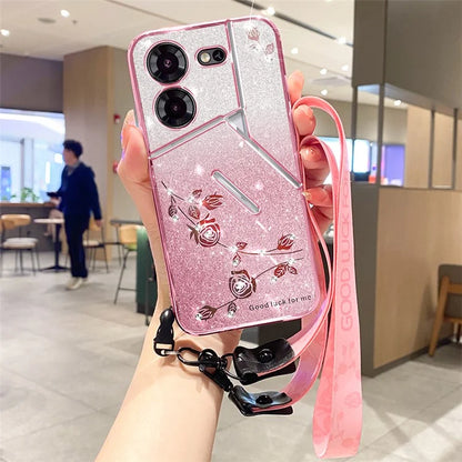 KADEM For TECNO Pova 5 Pro 5G Case with Lanyard TPU Protective Cover Glitter Aesthetic