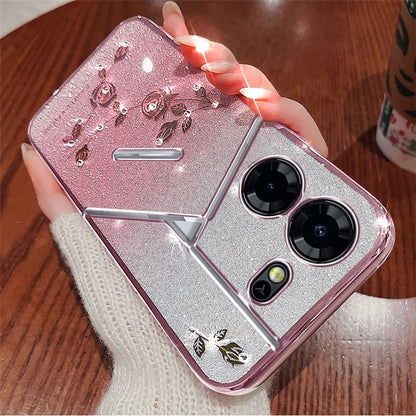 KADEM For TECNO Pova 5 Pro 5G Case with Lanyard TPU Protective Cover Glitter Aesthetic