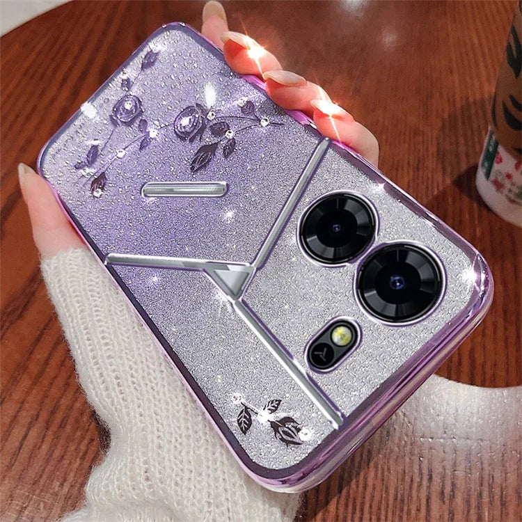 KADEM For TECNO Pova 5 Pro 5G Case with Lanyard TPU Protective Cover Glitter Aesthetic