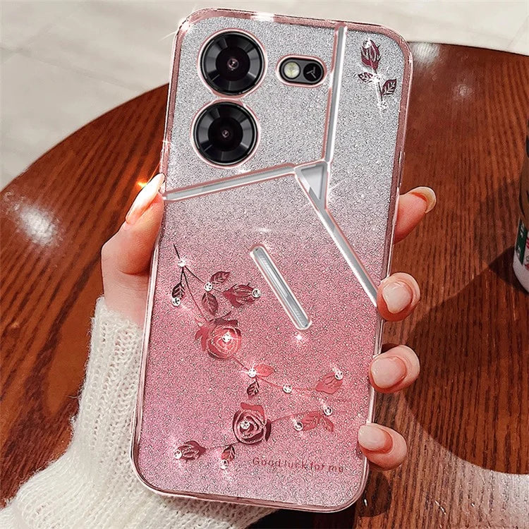 KADEM For TECNO Pova 5 Pro 5G TPU Case Glitter Phone Cover Rhinestone Decor