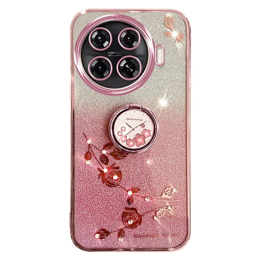 KADEM For TECNO Spark 20 Pro+ Case Glitter Floral TPU Phone Cover with Kickstand