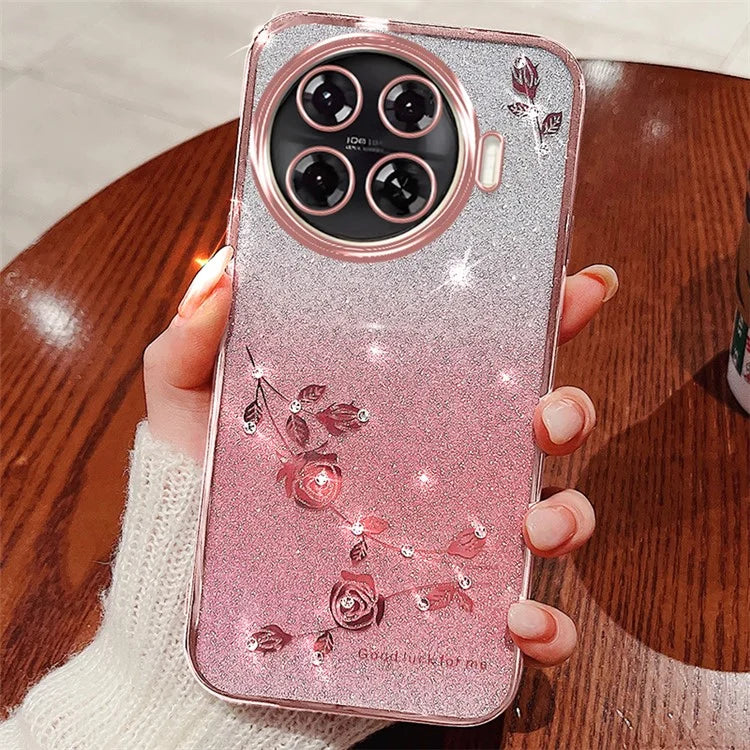 KADEM For TECNO Spark 20 Pro+ Case TPU Phone Cover Glitter Floral Aesthetic