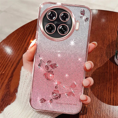 KADEM For TECNO Spark 20 Pro+ Case TPU Phone Cover Glitter Floral Aesthetic