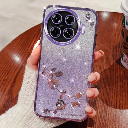 KADEM For TECNO Spark 20 Pro+ Case TPU Phone Cover Glitter Floral Aesthetic