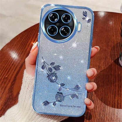 KADEM For TECNO Spark 20 Pro+ Case TPU Phone Cover Glitter Floral Aesthetic