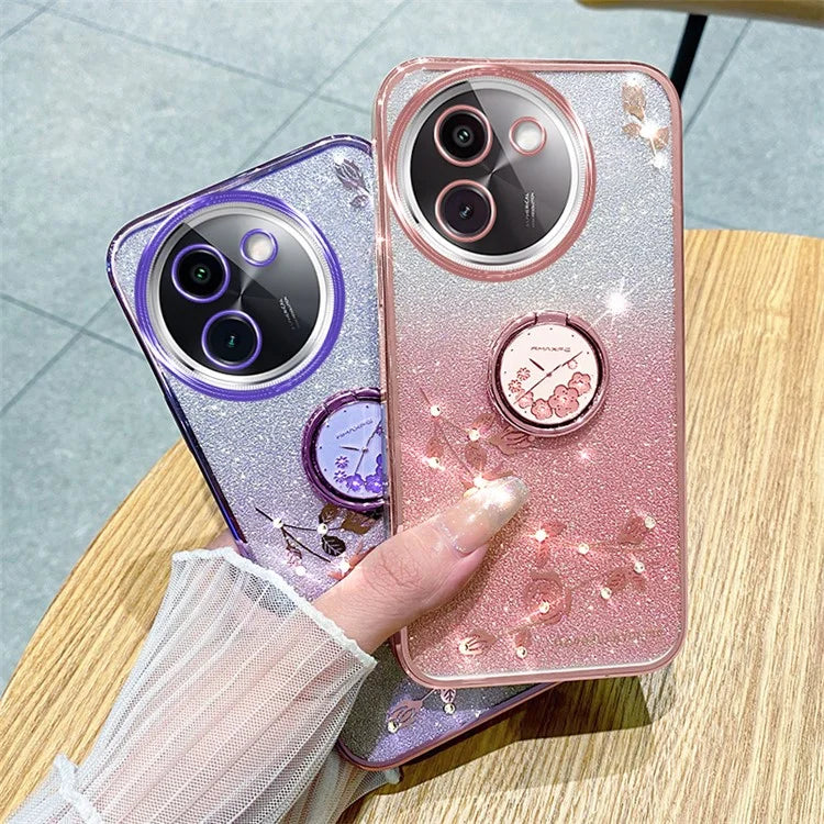 KADEM For vivo Y200i 5G Case Ring Holder TPU Phone Cover Sparkle Gradient Design