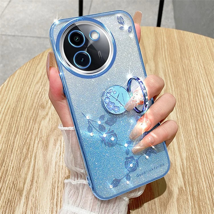 KADEM For vivo Y200i 5G Case Ring Holder TPU Phone Cover Sparkle Gradient Design