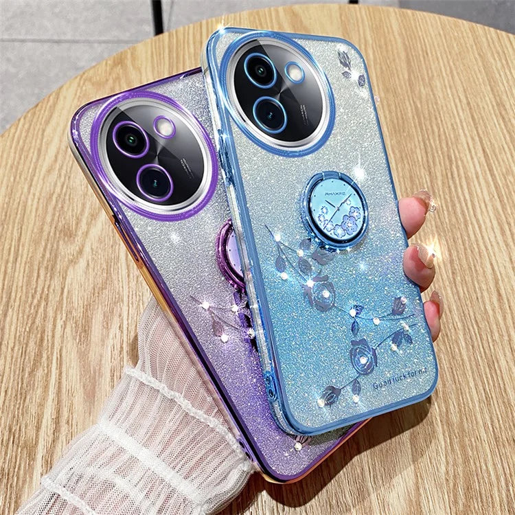 KADEM For vivo Y200i 5G Case Ring Holder TPU Phone Cover Sparkle Gradient Design