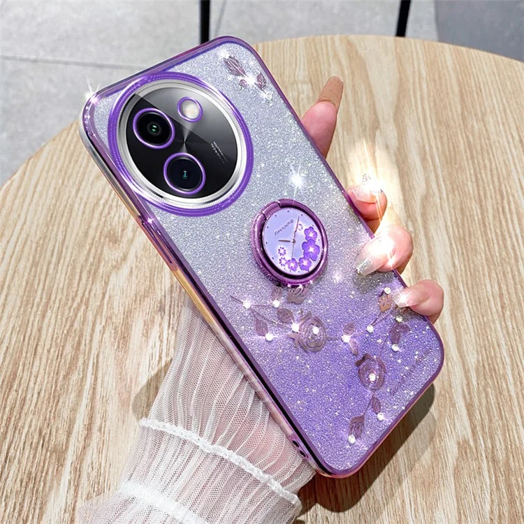 KADEM For vivo Y200i 5G Case Ring Holder TPU Phone Cover Sparkle Gradient Design