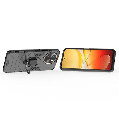 For vivo T3x Shockproof Case Ring Holder Kickstand PC+TPU Phone Cover