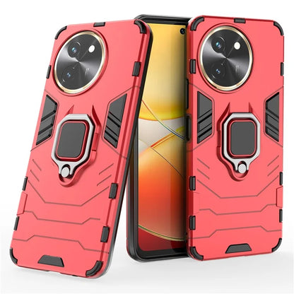 For vivo T3x Shockproof Case Ring Holder Kickstand PC+TPU Phone Cover