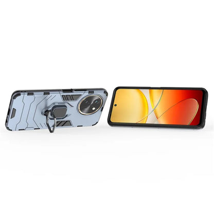 For vivo T3x Shockproof Case Ring Holder Kickstand PC+TPU Phone Cover