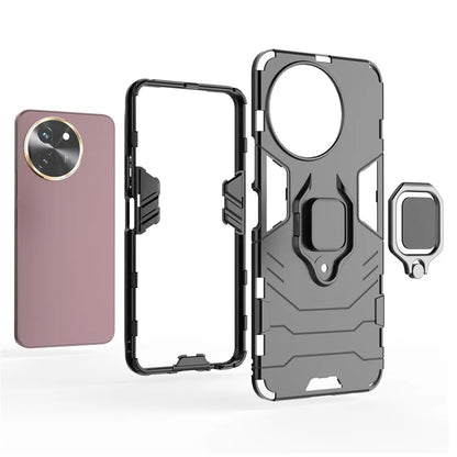 For vivo T3x Shockproof Case Ring Holder Kickstand PC+TPU Phone Cover