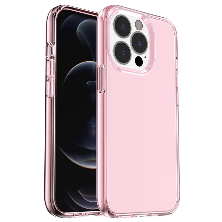 For iPhone 16 Pro Case Clear PC + TPU Shockproof Protective Phone Cover Pink
