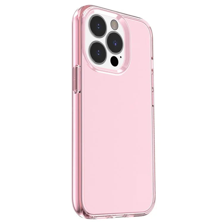 For iPhone 16 Pro Case Clear PC + TPU Shockproof Protective Phone Cover Pink