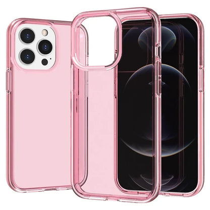 For iPhone 16 Pro Case Clear PC + TPU Shockproof Protective Phone Cover Pink