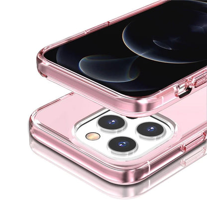 For iPhone 16 Pro Case Clear PC + TPU Shockproof Protective Phone Cover Pink