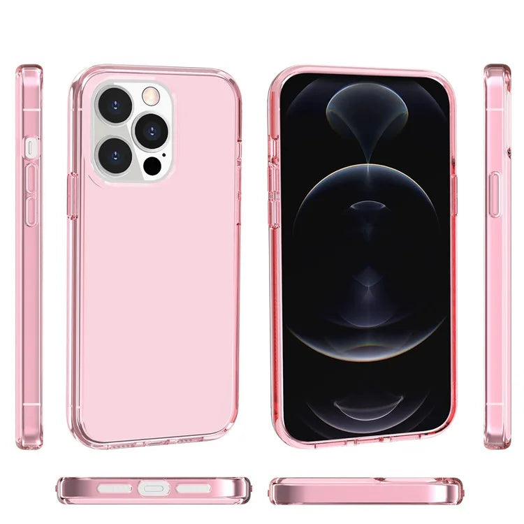 For iPhone 16 Pro Case Clear PC + TPU Shockproof Protective Phone Cover Pink