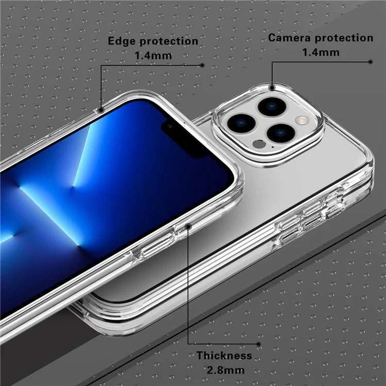 For iPhone 16 Pro Case Clear PC + TPU Shockproof Protective Phone Cover Pink
