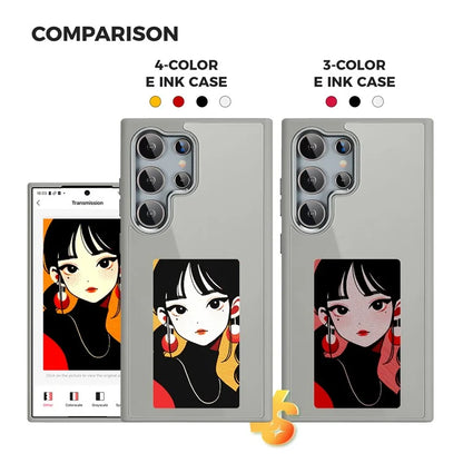 For Samsung Galaxy S24 Ultra E Ink Phone Case 4-Color Display NFC DIY Pattern Phone Cover