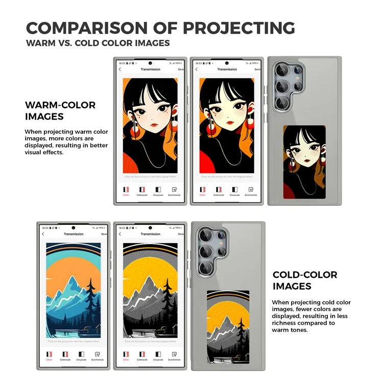 For Samsung Galaxy S24 Ultra E Ink Phone Case 4-Color Display NFC DIY Pattern Phone Cover
