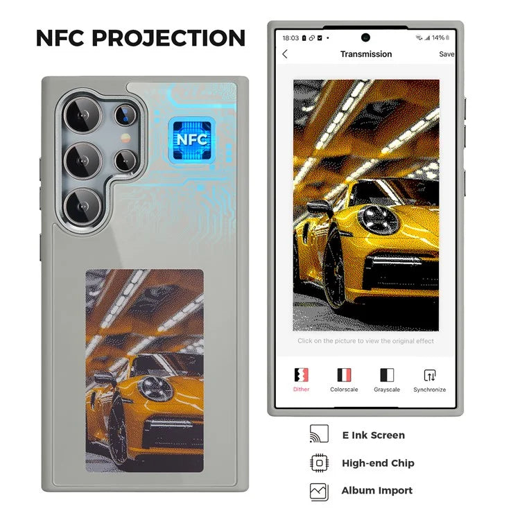 For Samsung Galaxy S24 Ultra E Ink Phone Case 4-Color Display NFC DIY Pattern Phone Cover