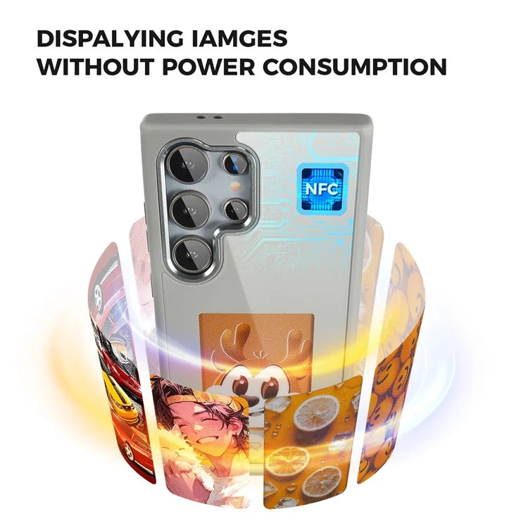 For Samsung Galaxy S24 Ultra E Ink Phone Case 4-Color Display NFC DIY Pattern Phone Cover