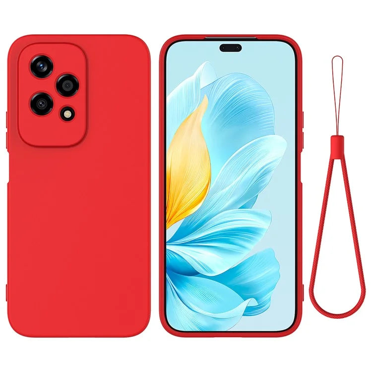For Honor 200 Lite Case with Strap Liquid Silicone Phone Cover Camera Protection