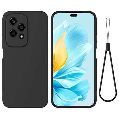 For Honor 200 Lite Case with Strap Liquid Silicone Phone Cover Camera Protection