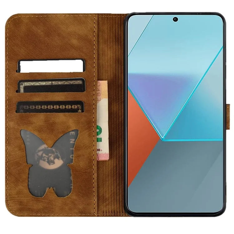 For Xiaomi Redmi Note 13 Pro 5G / Poco X6 5G Case Butterfly Cat Imprinted Leather Flip Phone Cover