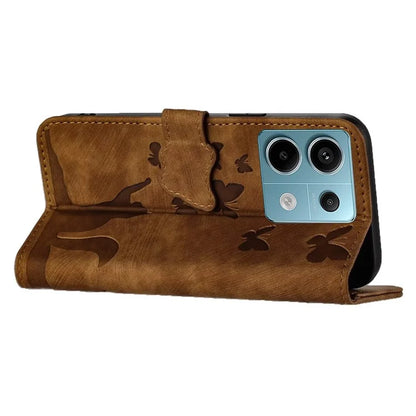 For Xiaomi Redmi Note 13 Pro 5G / Poco X6 5G Case Butterfly Cat Imprinted Leather Flip Phone Cover