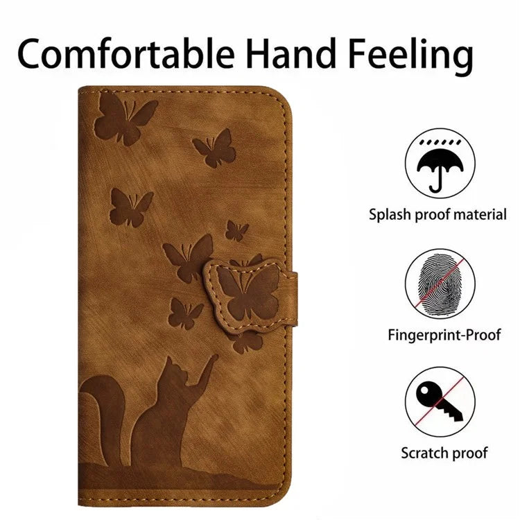 For Xiaomi Redmi Note 13 Pro 5G / Poco X6 5G Case Butterfly Cat Imprinted Leather Flip Phone Cover