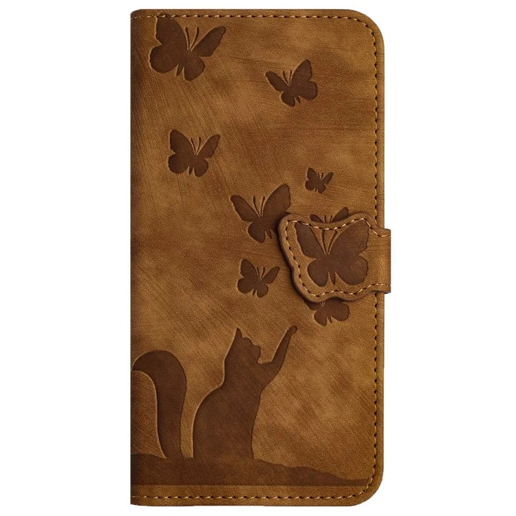 For Xiaomi Redmi Note 13 Pro 5G / Poco X6 5G Case Butterfly Cat Imprinted Leather Flip Phone Cover