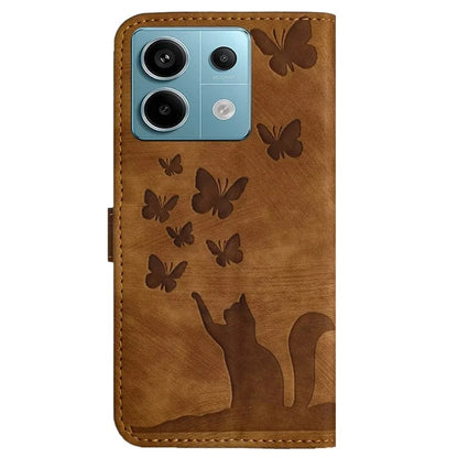 For Xiaomi Redmi Note 13 Pro 5G / Poco X6 5G Case Butterfly Cat Imprinted Leather Flip Phone Cover