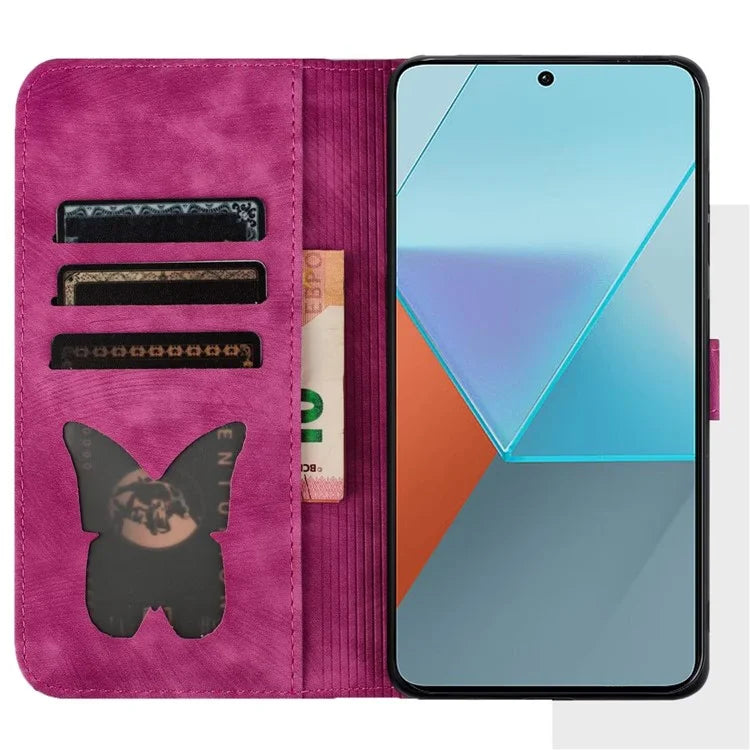 For Xiaomi Redmi Note 13 Pro 5G / Poco X6 5G Case Butterfly Cat Imprinted Leather Flip Phone Cover