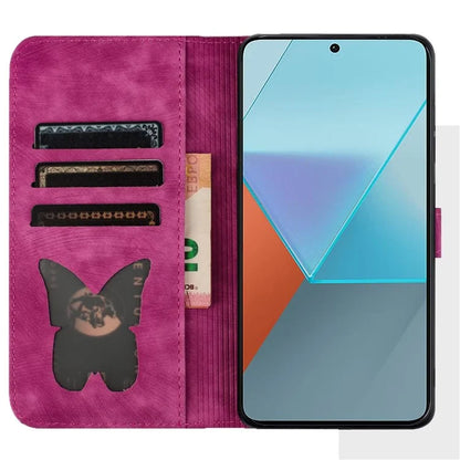 For Xiaomi Redmi Note 13 Pro 5G / Poco X6 5G Case Butterfly Cat Imprinted Leather Flip Phone Cover