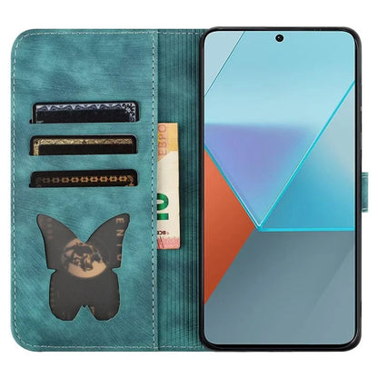 For Xiaomi Redmi Note 13 Pro 5G / Poco X6 5G Case Butterfly Cat Imprinted Leather Flip Phone Cover