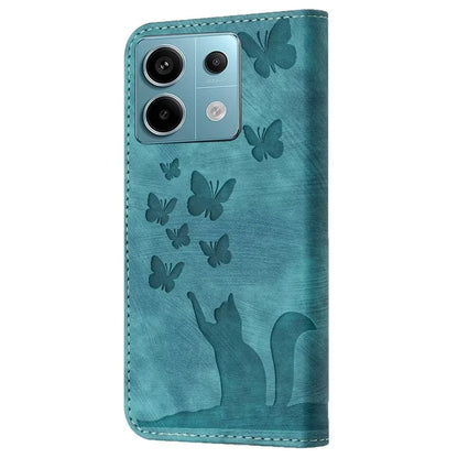 For Xiaomi Redmi Note 13 Pro 5G / Poco X6 5G Case Butterfly Cat Imprinted Leather Flip Phone Cover