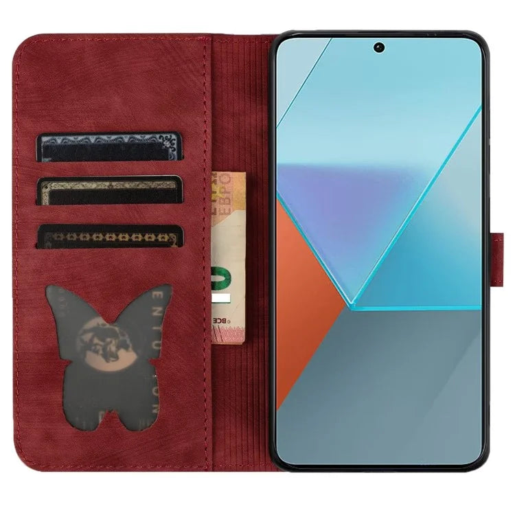 For Xiaomi Redmi Note 13 Pro 5G / Poco X6 5G Case Butterfly Cat Imprinted Leather Flip Phone Cover