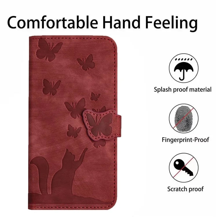 For Xiaomi Redmi Note 13 Pro 5G / Poco X6 5G Case Butterfly Cat Imprinted Leather Flip Phone Cover