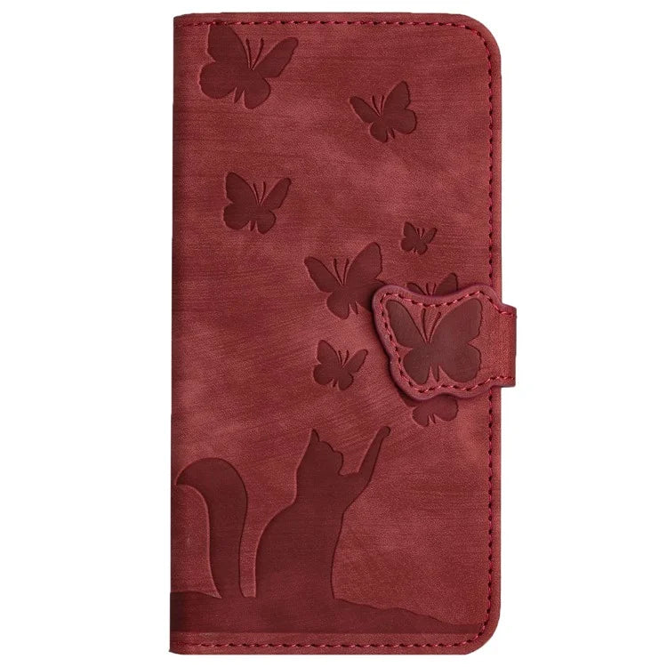 For Xiaomi Redmi Note 13 Pro 5G / Poco X6 5G Case Butterfly Cat Imprinted Leather Flip Phone Cover