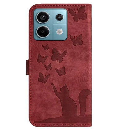 For Xiaomi Redmi Note 13 Pro 5G / Poco X6 5G Case Butterfly Cat Imprinted Leather Flip Phone Cover
