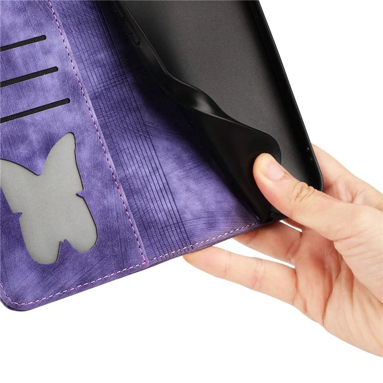 For Xiaomi Redmi Note 13 Pro 5G / Poco X6 5G Case Butterfly Cat Imprinted Leather Flip Phone Cover