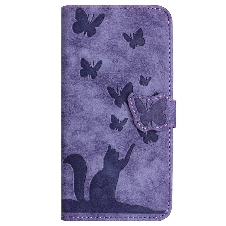 For Xiaomi Redmi Note 13 Pro 5G / Poco X6 5G Case Butterfly Cat Imprinted Leather Flip Phone Cover