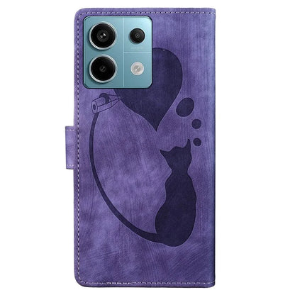 For Xiaomi Redmi Note 13 Pro 5G / Poco X6 5G Case Cat Love Heart Imprinted Flip Leather Phone Cover