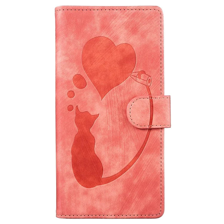 For Xiaomi Redmi Note 13 Pro 5G / Poco X6 5G Case Cat Love Heart Imprinted Flip Leather Phone Cover