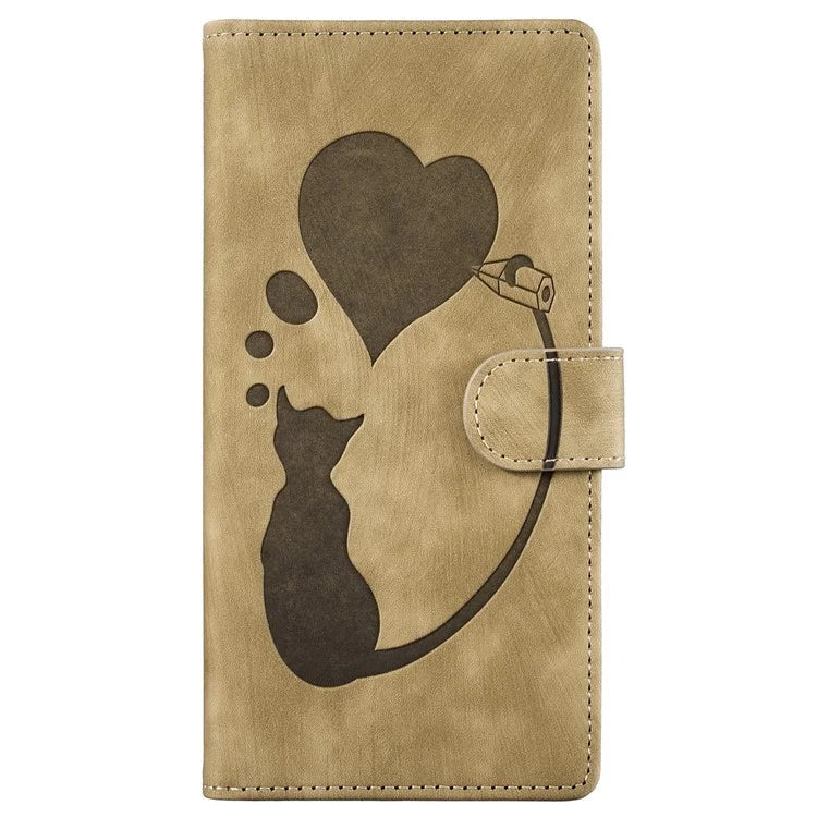 For Xiaomi Redmi Note 13 Pro 5G / Poco X6 5G Case Cat Love Heart Imprinted Flip Leather Phone Cover