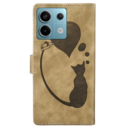 For Xiaomi Redmi Note 13 Pro 5G / Poco X6 5G Case Cat Love Heart Imprinted Flip Leather Phone Cover