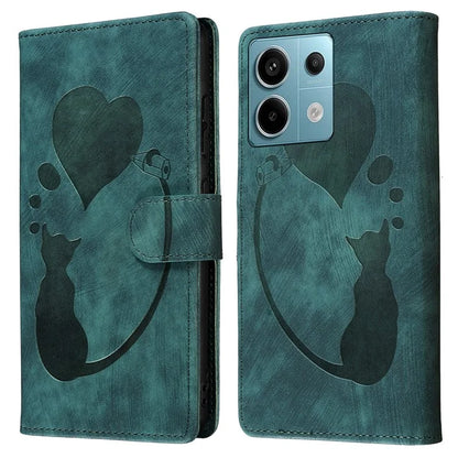 For Xiaomi Redmi Note 13 Pro 5G / Poco X6 5G Case Cat Love Heart Imprinted Flip Leather Phone Cover