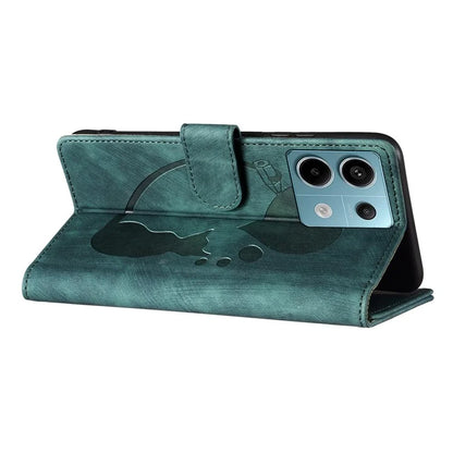 For Xiaomi Redmi Note 13 Pro 5G / Poco X6 5G Case Cat Love Heart Imprinted Flip Leather Phone Cover